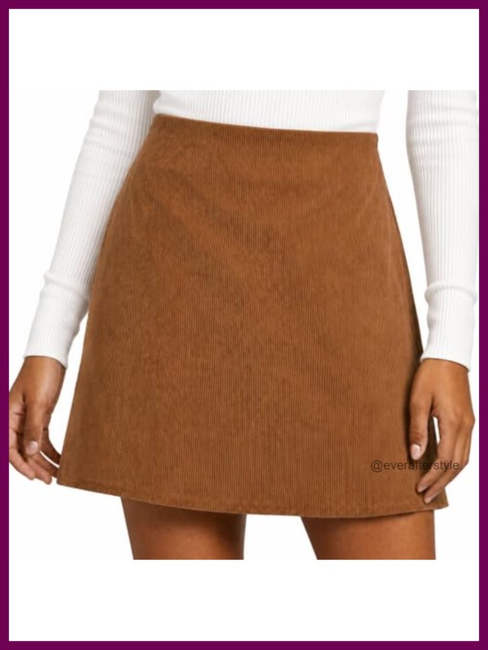 Corduroy Mini Skirt High Waisted A-Line Lined Fall Winter Women's